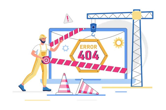 Mann erhält 404-Fehler  Illustration