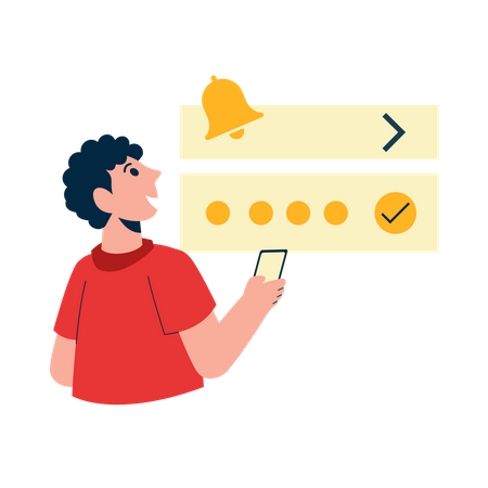 Mann erhält Benachrichtigung von Dating-App  Illustration
