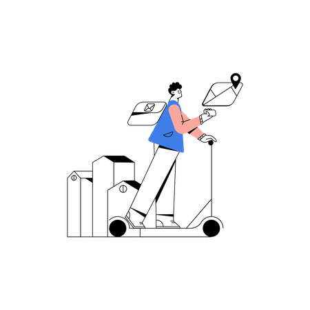 Mann erhält verspätete Post  Illustration