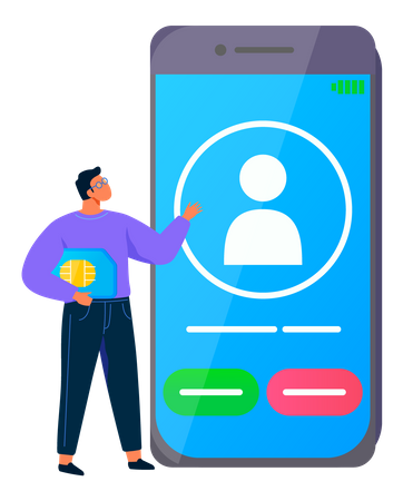 Mann erhält Telefonanruf  Illustration