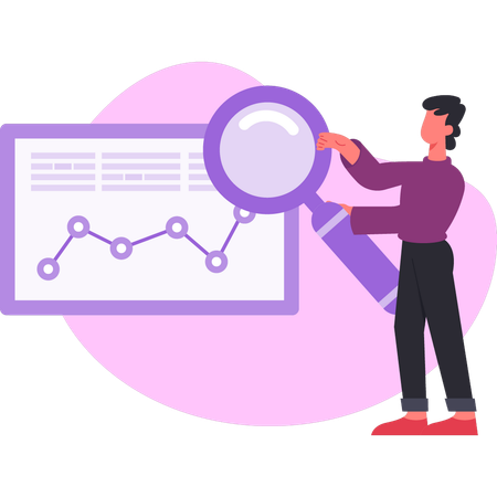 Mann erklärt analytische Grafik  Illustration