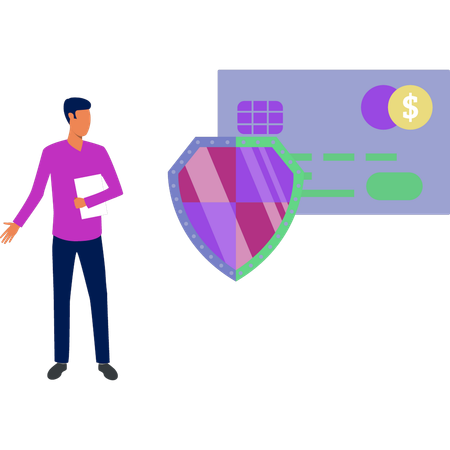 Mann erklärt Dollarschutz  Illustration