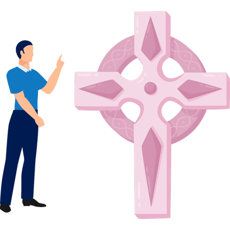 Mann erklärt Jesus-Kreuz-Clipart  Illustration