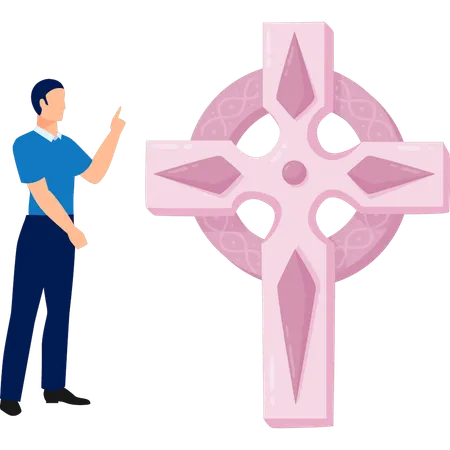 Mann erklärt Jesus-Kreuz-Clipart  Illustration