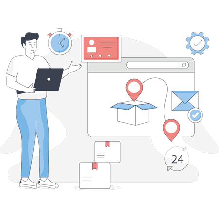 Mann erklärt Kundenservice  Illustration