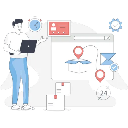Mann erklärt Kundenservice  Illustration