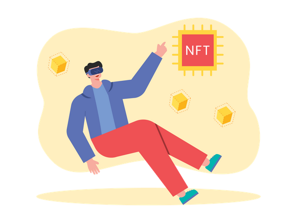 Mann erlebt NFT-Metaversum  Illustration