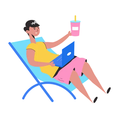 Mann bei der Arbeit am Strand  Illustration