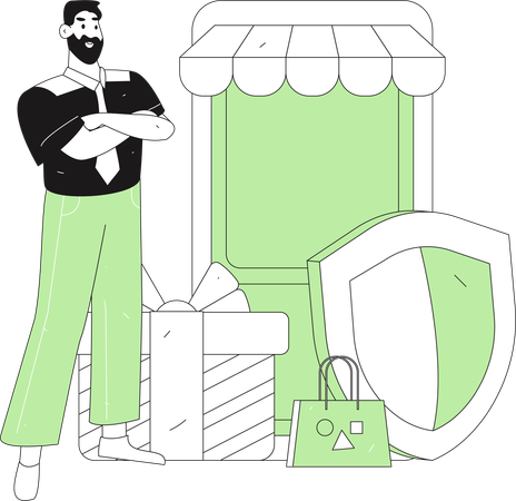 Mann macht digitale Zahlung  Illustration