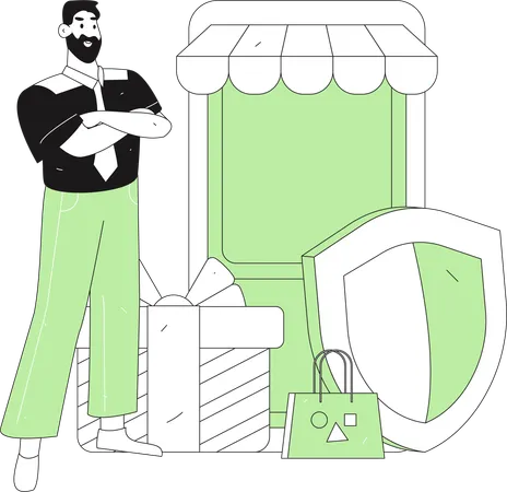 Mann macht digitale Zahlung  Illustration