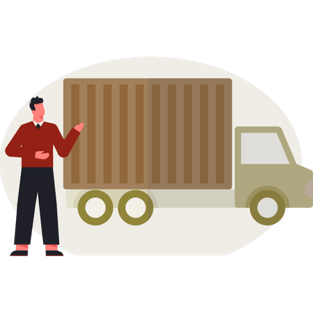 Mann bei der Auslieferung per Lieferwagen  Illustration