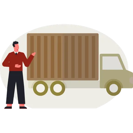 Mann bei der Auslieferung per Lieferwagen  Illustration