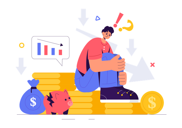 Mann erleidet Investitionsverlust  Illustration