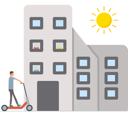 Mann fährt Elektroroller  Illustration