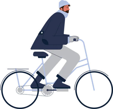 Mann fährt Fahrrad in der Stadt  Illustration