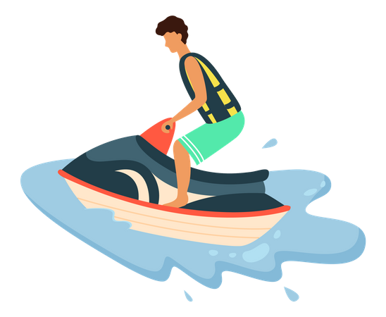 Mann reitet Jetski im Ozean  Illustration