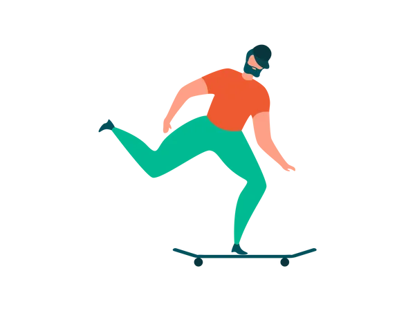 Mann fährt Skateboard  Illustration