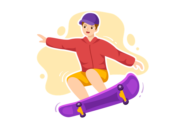 Mann fährt Skateboard  Illustration