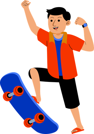 Mann Skateboarding am Strand  Illustration