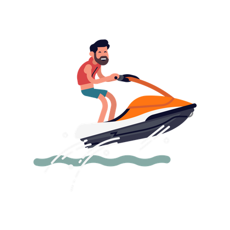 Mann fährt Wasserscooter  Illustration