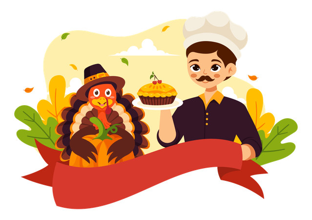 Mann feiert Thanksgiving Day  Illustration