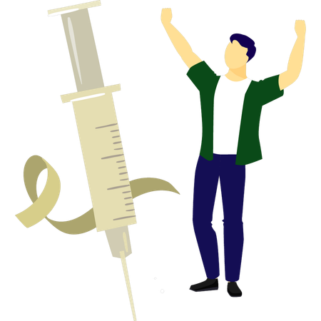 Mann freut sich über den Welt-Aids-Impftag  Illustration