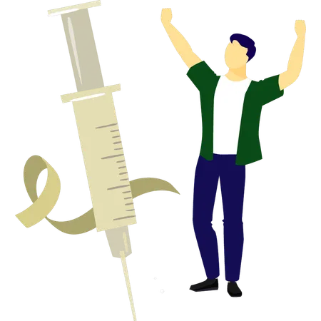 Mann freut sich über den Welt-Aids-Impftag  Illustration