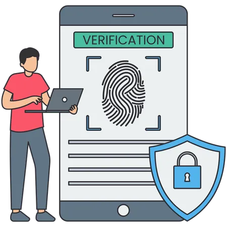 Mann führt biometrische Überprüfung durch  Illustration