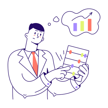 Mann führt Statistik über Einkommen  Illustration