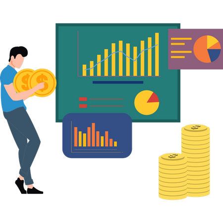 Mann führt Finanzanalyse durch  Illustration