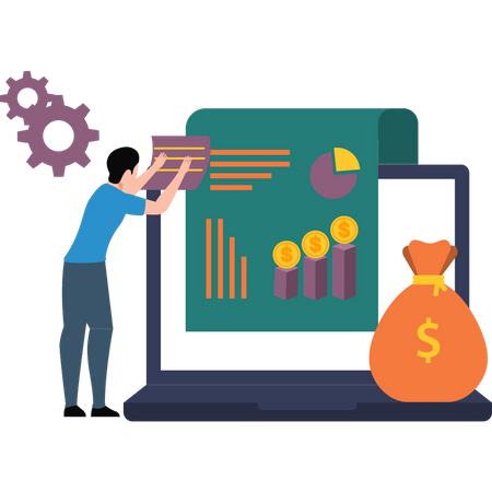 Mann führt Finanzanalysen durch  Illustration