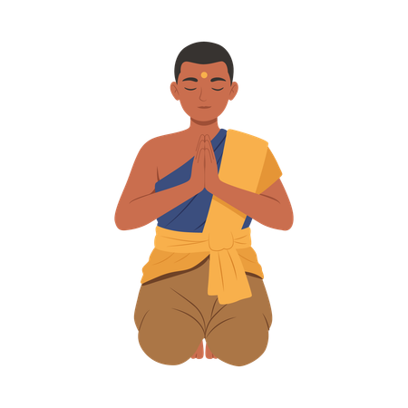 Mann führt Gebetsritual durch  Illustration