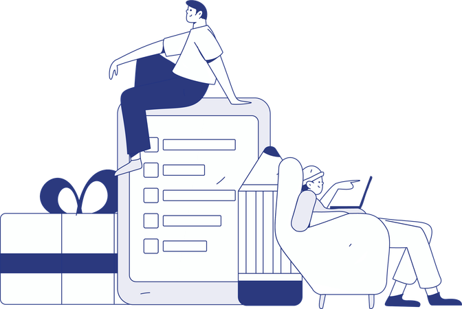 Mann führt Customer Insights-Umfrage durch  Illustration