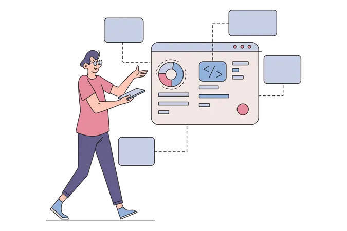 Mann führt Usability-Tests durch  Illustration