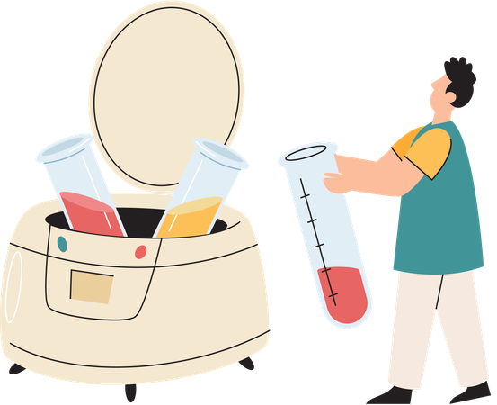 Mann führt wissenschaftliches Experiment durch  Illustration