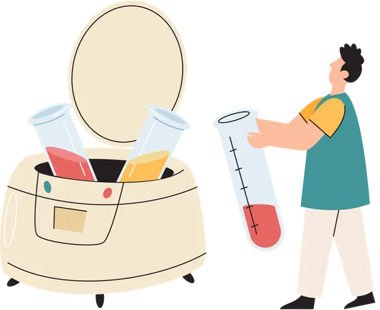 Mann führt wissenschaftliches Experiment durch  Illustration