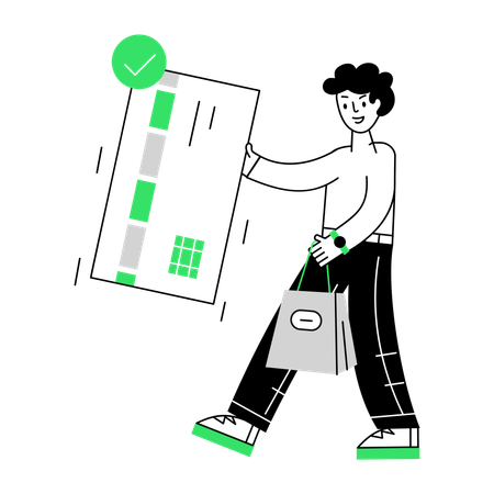 Mann erledigt Zahlung erfolgreich  Illustration