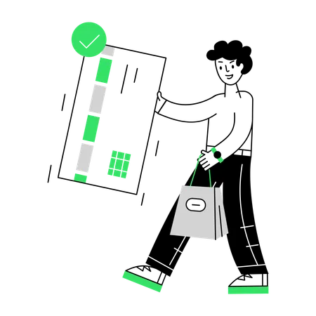 Mann erledigt Zahlung erfolgreich  Illustration