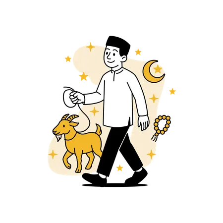 Mann führt Ziege zum Opfer  Illustration