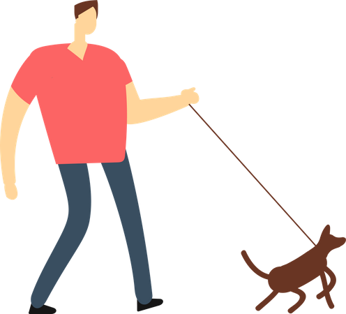 Mann geht mit Hund spazieren  Illustration