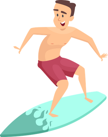 Mann geht Surfen  Illustration