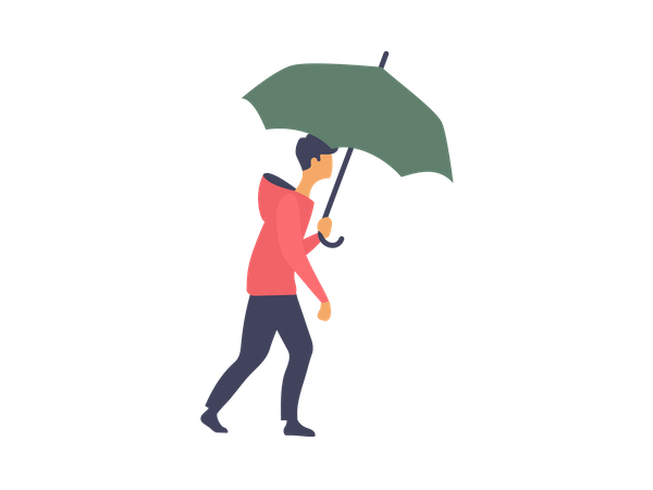 Mann geht mit Regenschirm  Illustration