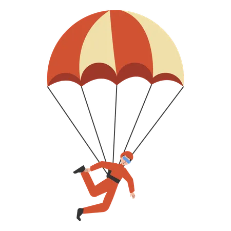 Mann genießt aufregendes Paragliding in den Himmel  Illustration