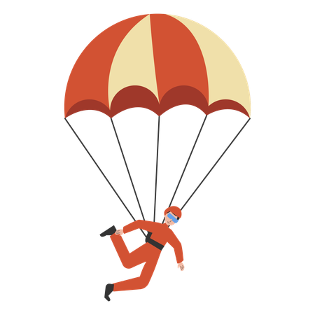 Mann genießt aufregendes Paragliding in den Himmel  Illustration