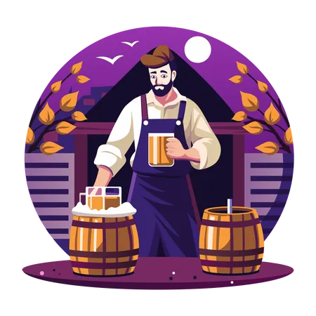 Mann genießt Bierfest  Illustration