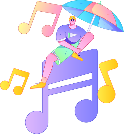 Mann genießt Musik  Illustration