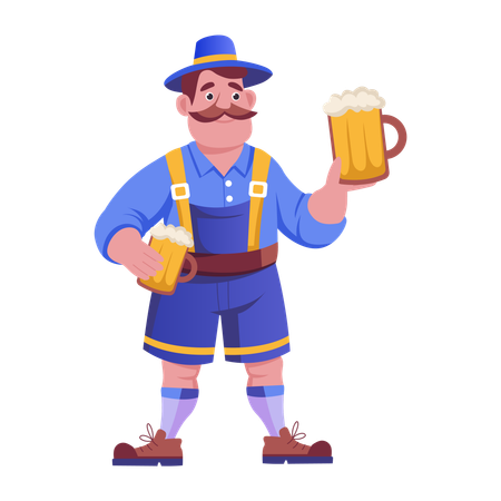 Mann genießt Oktoberfest  Illustration