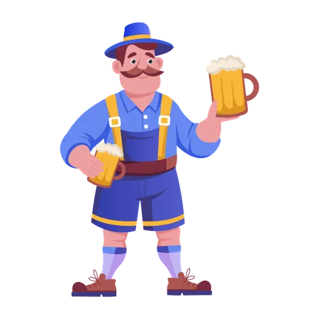 Mann genießt Oktoberfest  Illustration