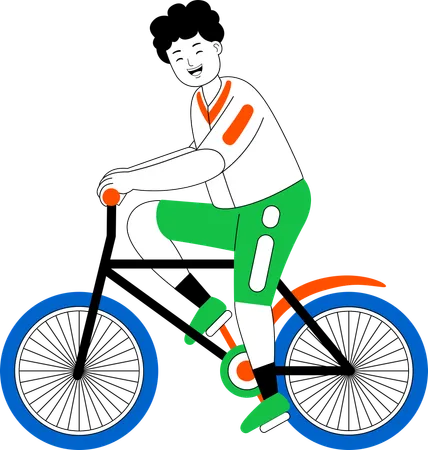 Mann genießt Radfahren  Illustration