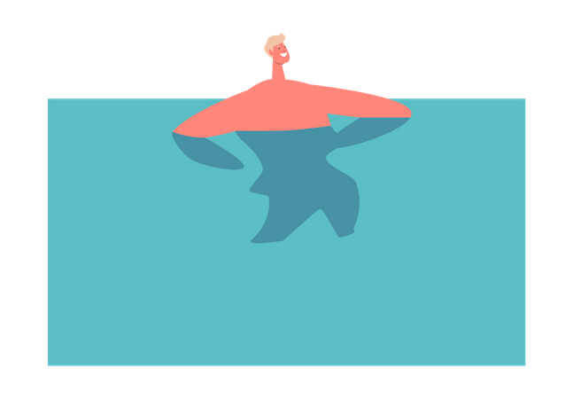 Mann genießt Schwimmen im Wasser  Illustration
